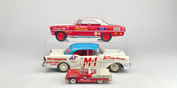 Three Die-Cast Model Cars Including Buick, Chevrolet Pace Car, and Chevy Nova