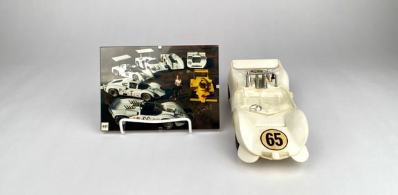 Cox Chaparral Slot Car #65 With Signed Photo by Jim Hall