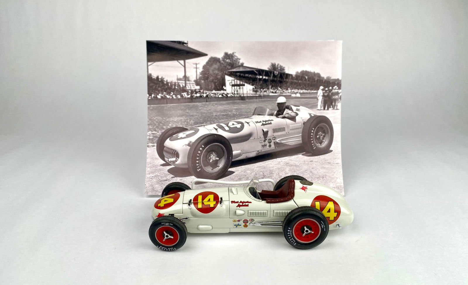 Carousel 1:18 Scale 1951 Kurtis Kraft Indy Roadster #14 -Troy Ruttman Replica with box and COA: Limited edition Carousel 1:18 scale diecast model replicates the 1951 Kurtis Kraft Indy Roadster #14 driven by Troy Ruttman. The model replicates the car with authentic detailing, including an opening