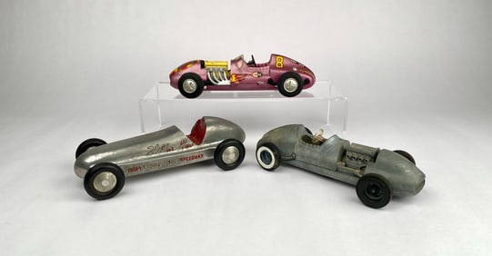 Lot of 3 Vintage Indy-Style Race Cars (Hilbur Shaw Souvenir)