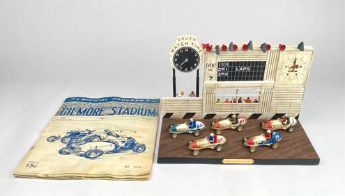 Complete Gilmore Midget Series with 5 Race Cars and Stadium With Boxes