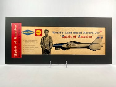Craig Breedlove Signed Spirit of America Land Speed Record Advertising Display