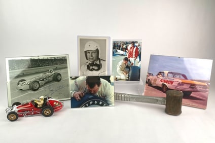 Jim Hurtubise Racing Memorabilia Lot with Signed Photo, Model Car, and Indianapolis 500 Hammer