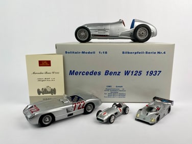 Mercedes Benz Racing Car Model Collection, CMC W125 1:18 and Assorted 1:43, 2 boxes and a COA