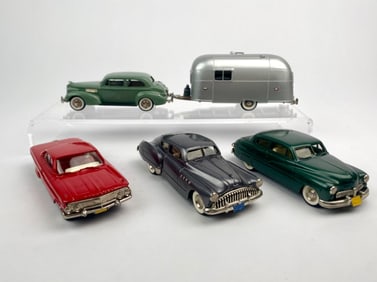 Set of Four Brooklin Models Die-Cast Cars with Airstream Trailer