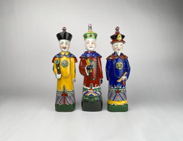 Set of Three Chinese Enameled Porcelain Figures