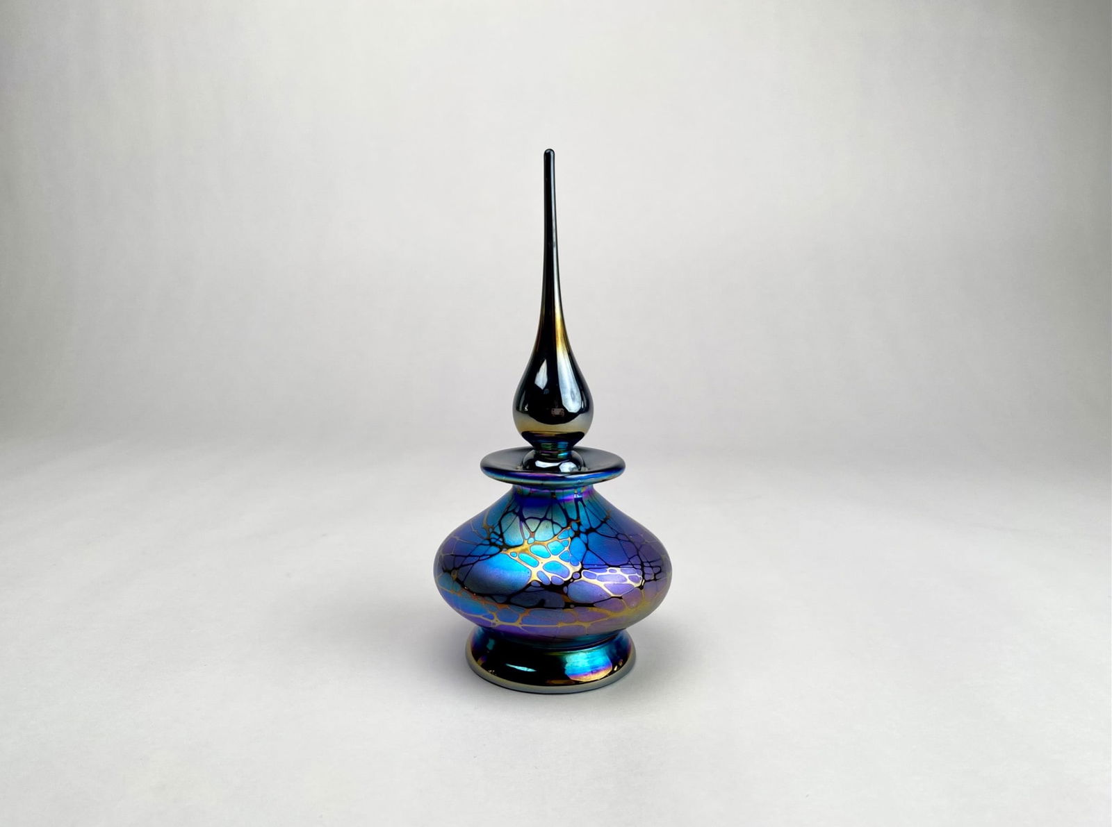 Signed Studio Iridescent Art Glass Perfume Bottle with Stopper, 2006 (1 of 8)