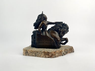 Korczak Ziolkowski “Crazy Horse Memorial" Bronze Finish Scale Model on Granite Base