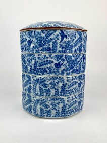 Japanese Blue and White Porcelain Stacking Box Set for Gump’s