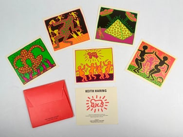 Keith Haring Tony Shafrazi Gallery Silkscreen Postcard Portfolio, 1983