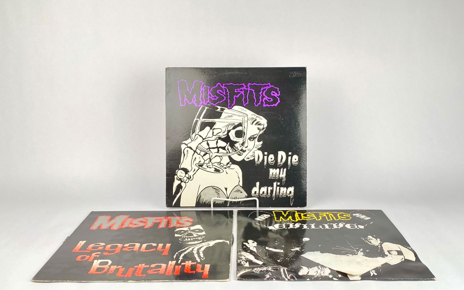 3 Misfits Vinyl Records Including ‘Die, Die My Darling’, ‘Evilive’, and ‘Legacy of (1 of 12)