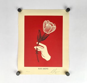 Shepard Fairey “Rise Above Barbwire Flower" Signed & Numbered Screen Print, 2022