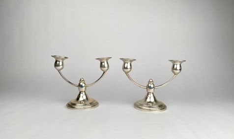 Sterling Silver Weighted Two-Arm Candelabras
