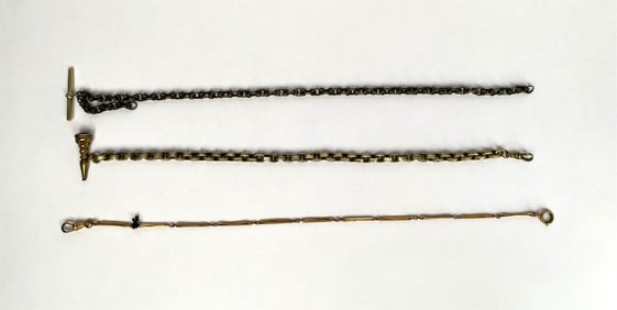 Three Metal Pocket Watch Chains