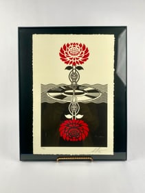 Shepard Fairey “Post- Punk Flower (Red)" Limited Edition Screenprint, Signed and Dated 2022