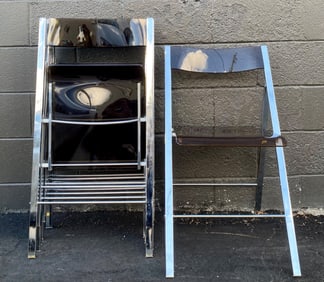 Six Contemporary Smoke Acrylic and Chrome Folding Chairs