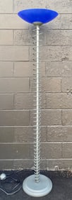 Vintage Hemsley Contemporary Spiral Floor Lamp with Blue Glass Shade