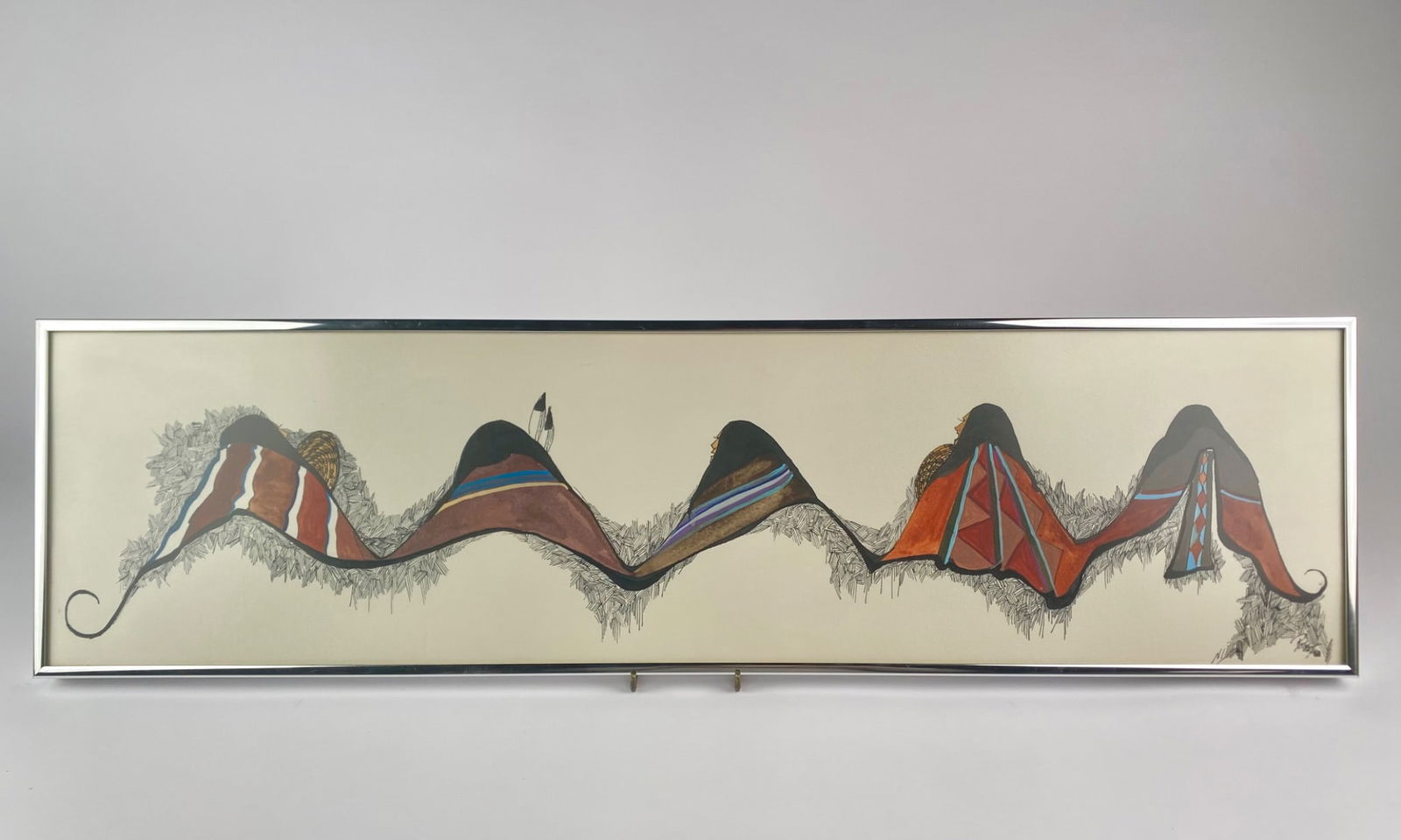 Robert Yellowhair Sr. “Women in Blankets" Original Ink and Watercolor (1 of 12)