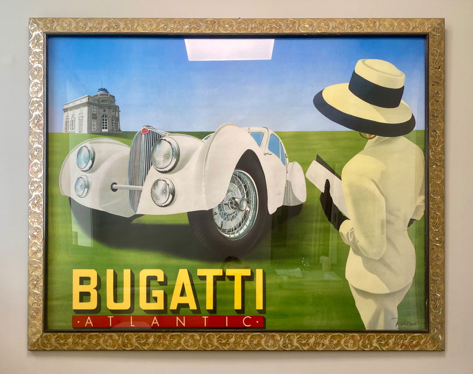 Huge Framed ‘Bugatti Atlantic’ Poster, Signed by Razzia (1 of 6)