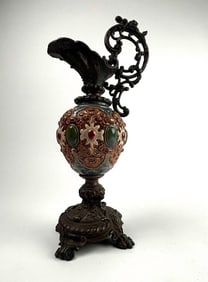 Victorian Metal and Ceramic Ewer