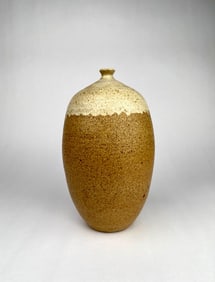 Signed Stoneware Vase With Speckled Glaze