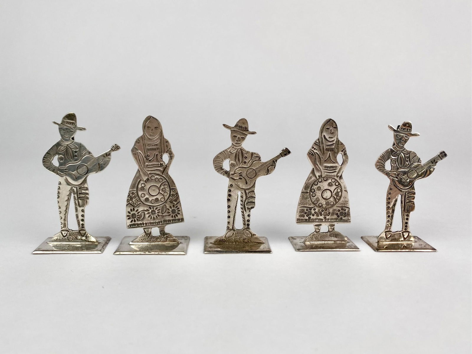 Set of Five Maciel Mexican Sterling Silver Place Card Holders (1 of 10)