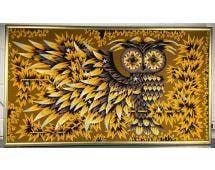 Mid-Century Modern Needlepoint Owl by Alain Cornic (Signed)
