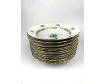 Set of 12 Herend Salad Plates in Green Chinese Bouquet