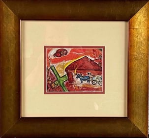 Marc Chagall “Obsession" 1986 Color Plate Lithograph Print (COA)