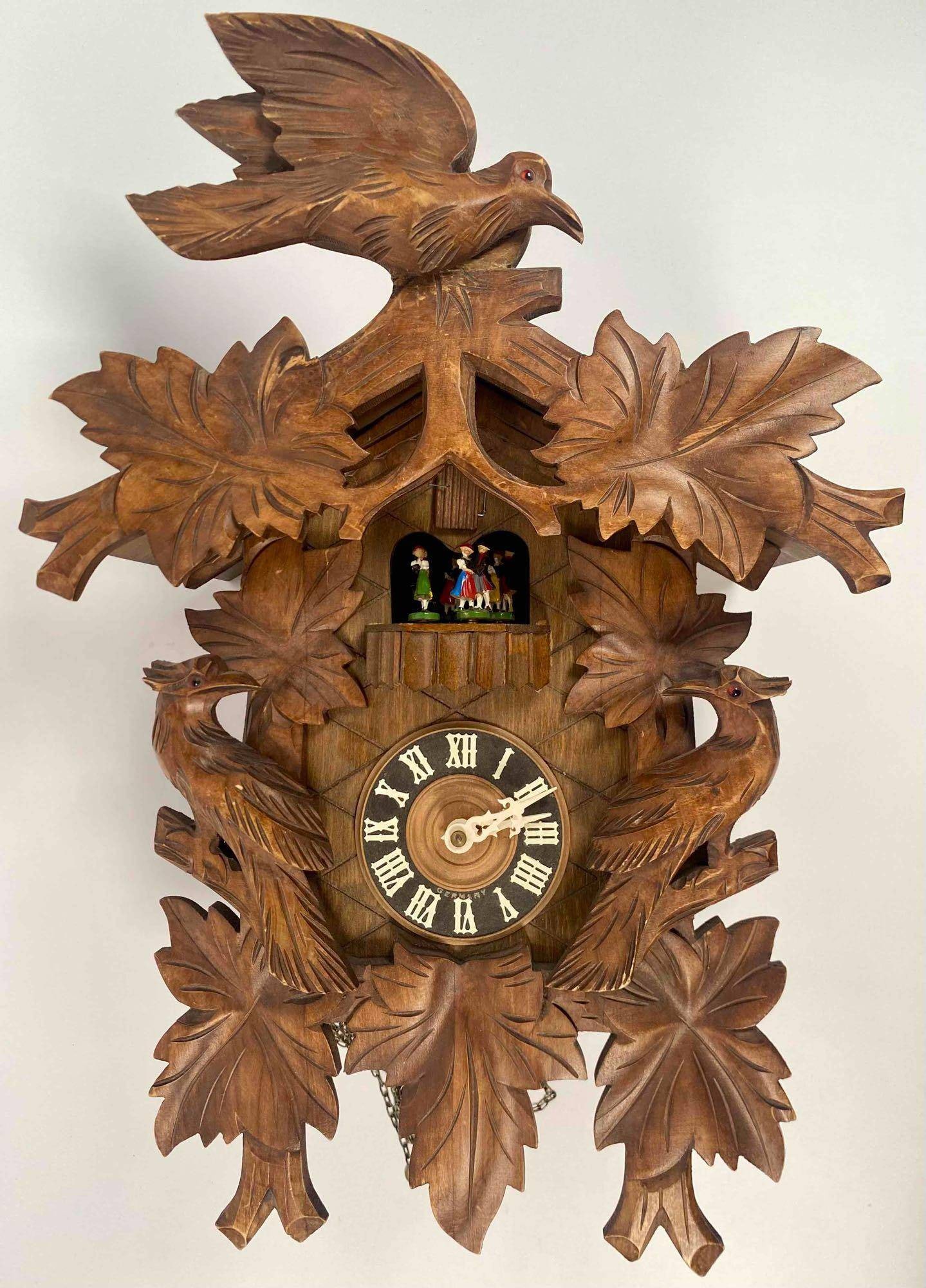 Hand-Carved Wind-up Cuckoo Clock with Dancing Figures (1 of 12)