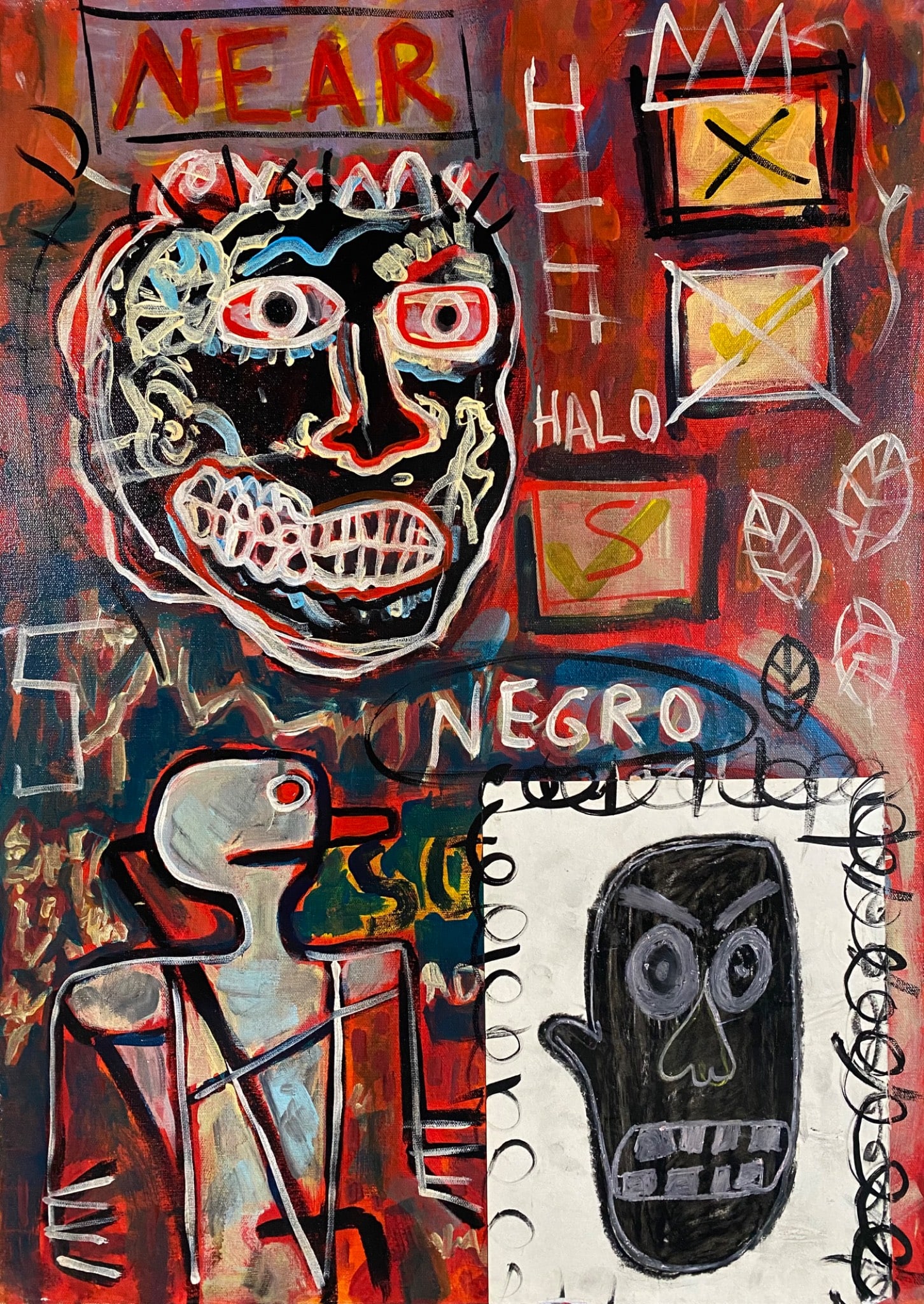 Acrylic Painting in the style of Jean-Michel Basquiat, ‘Untitled’ 1980 (1 of 12)