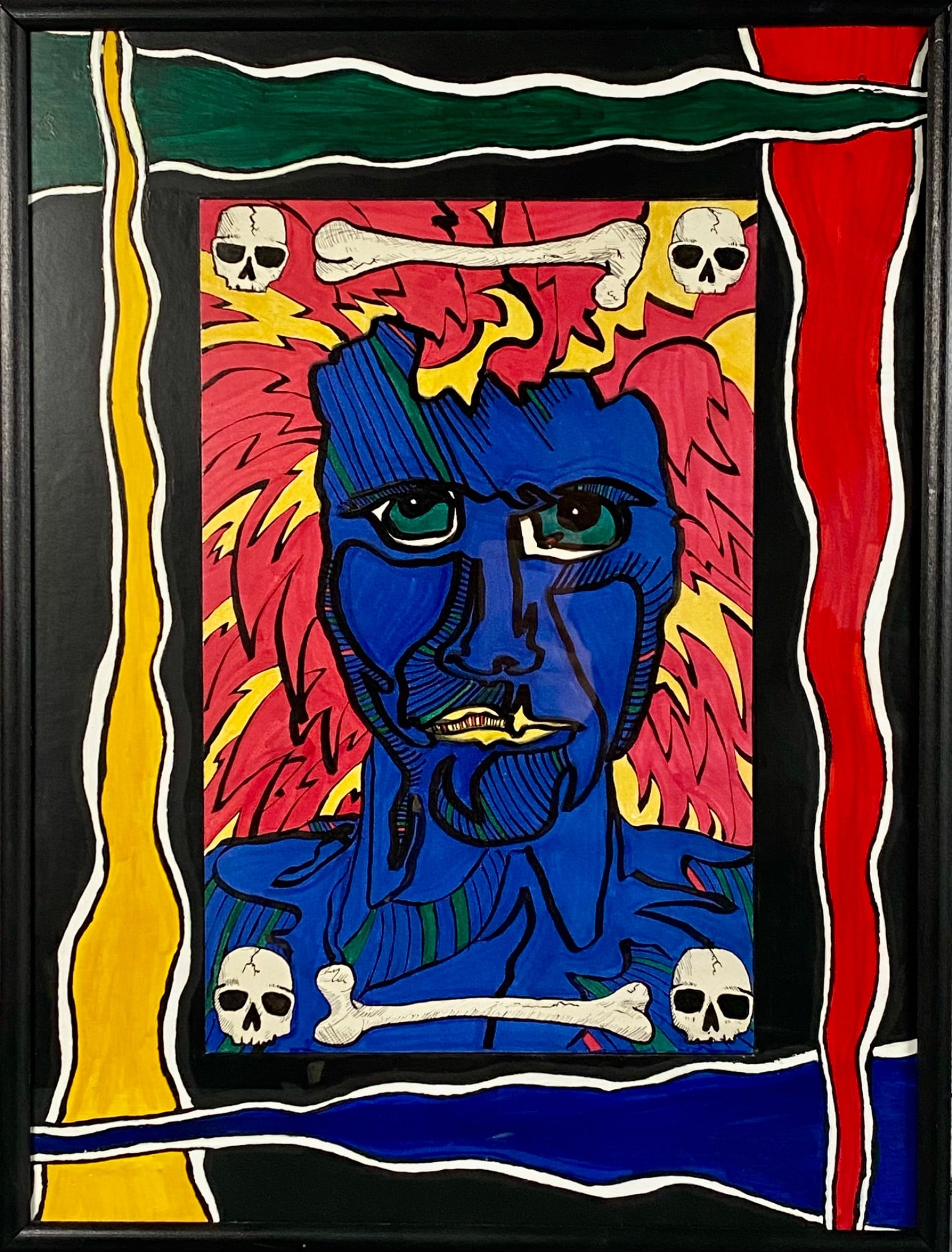 Colorful Abstract Face Acrylic on Paper (1 of 11)