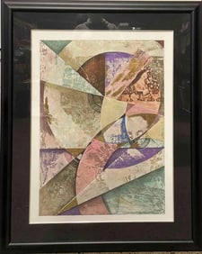 Richard Hill ‘Gathering in Space I’ Abstract Art in Black Frame