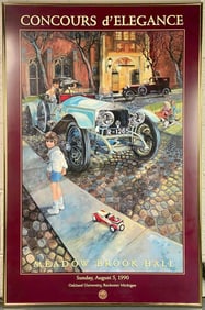 Concours D’Elegance at Meadow Brook Hall Poster c. 1990 (Oakland University, Michigan)