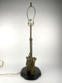 Brass Guanyin Riding Elephant Lamp