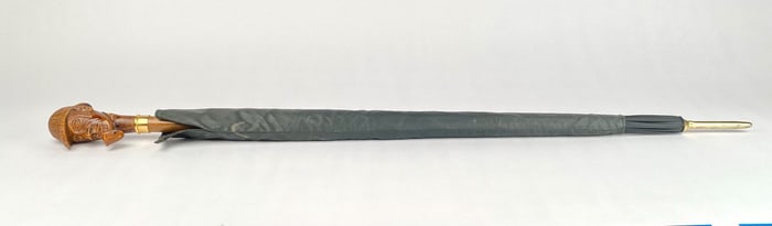 Conroy’s Umbrella with Carved Wooden Handle Featuring Sherlock Holmes Motif (Made in Italy)