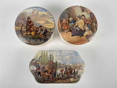 Three Antique Prattware Dishes