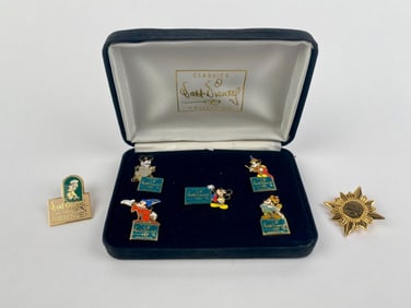 Walt Disney Classics Collection Charter Member Pin Set with Box and Bonus Pins