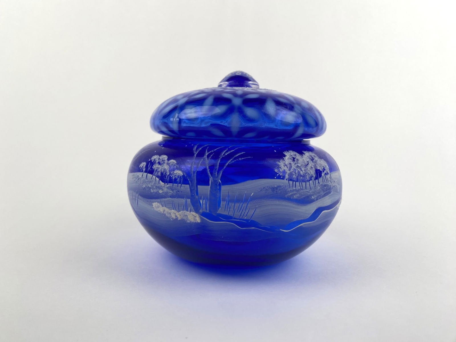 Fenton Art Glass 2003 'Winter Landscape' Covered Jar (1 of 11)