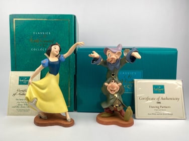 Pair of Disney Classics Collection Snow White and the Seven Dwarfs Figurines (COA Original Box)