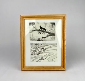 Framed Disney Animation Concept Art Prints (Bagheera & Donald Duck)