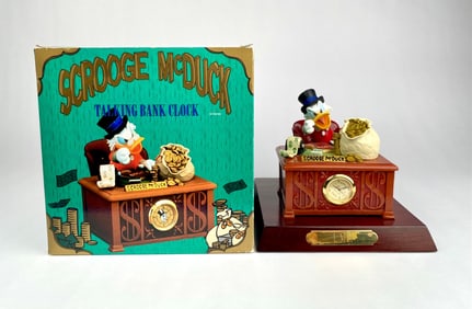 Scrooge McDuck Talking Bank Clock by Linden with Original Box, 1996