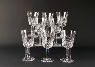 Set of 8 Waterford Crystal Goblets with Starburst Base Design