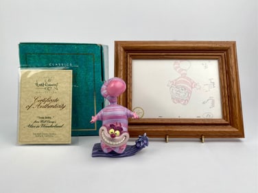 Disney Classics Collection 'Twas Brillig...' Cheshire Cat Figurine with Framed Sketch (COA Original