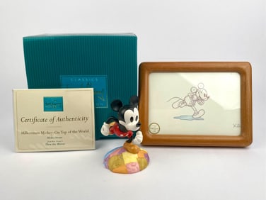 Disney Classics Collection 'Millennium Mickey: On Top of the World' Figurine with Framed Sketch (COA