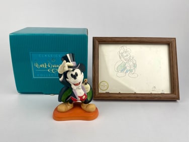 Disney Classics Collection 'On with the Show!' Magician Mickey Figurine with Framed Sketch (Original
