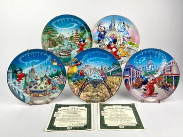 Set of Five Walt Disney World 25th Anniversary Collector Plates (COA)