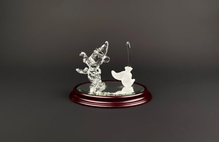 Walt Disney World Crystal Mickey & Broom Figurine on Display Base