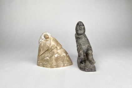 Two Inuit Style Carvings in Stone (Signed)
