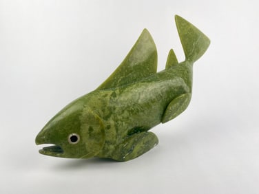 Toonoo Sharky (Inuit, Cape Dorset) Serpentine Fish Sculpture, 2009